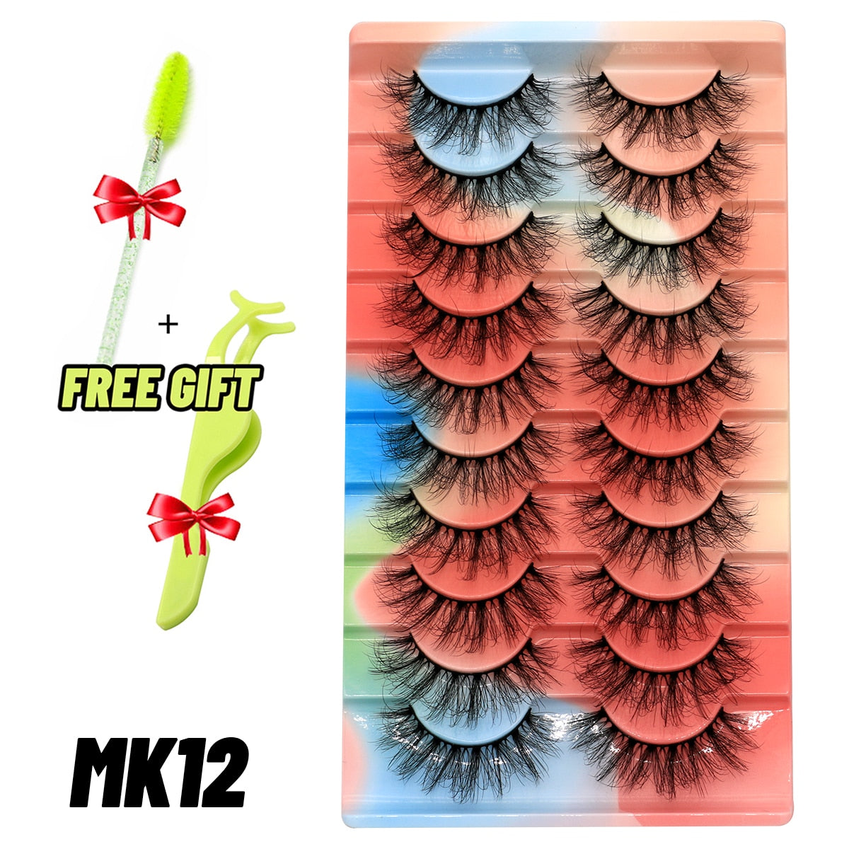 GROINNEYA Eyelashes 3D Mink Lashes Fluffy Soft Wispy Natural Cross Eyelash Extension Reusable Lashes Mink False Eyelashes Makeup 0 DailyAlertDeals 10pairs-MK12 France