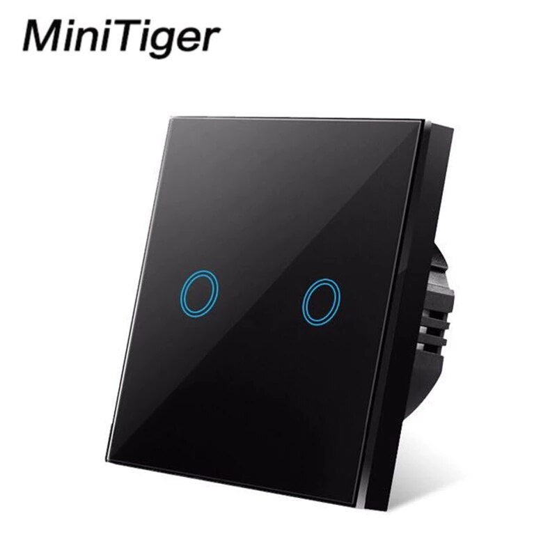 MiniTiger EU Touch Switch LED Crystal Glass Panel Wall Lamp Light Switch 1/2/3 Gang AC100-240V LED Sensor Switches Interruttore LED Touch Switch DailyAlertDeals