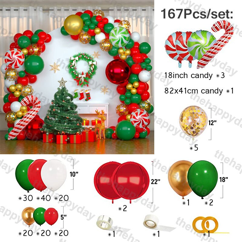 Christmas Balloon Arch Green Gold Red Box Candy Balloons Garland Cone Explosion Star Foil Balloons Christmas Decoration Party Christmas Balloons DailyAlertDeals N 167pcs christmas Other
