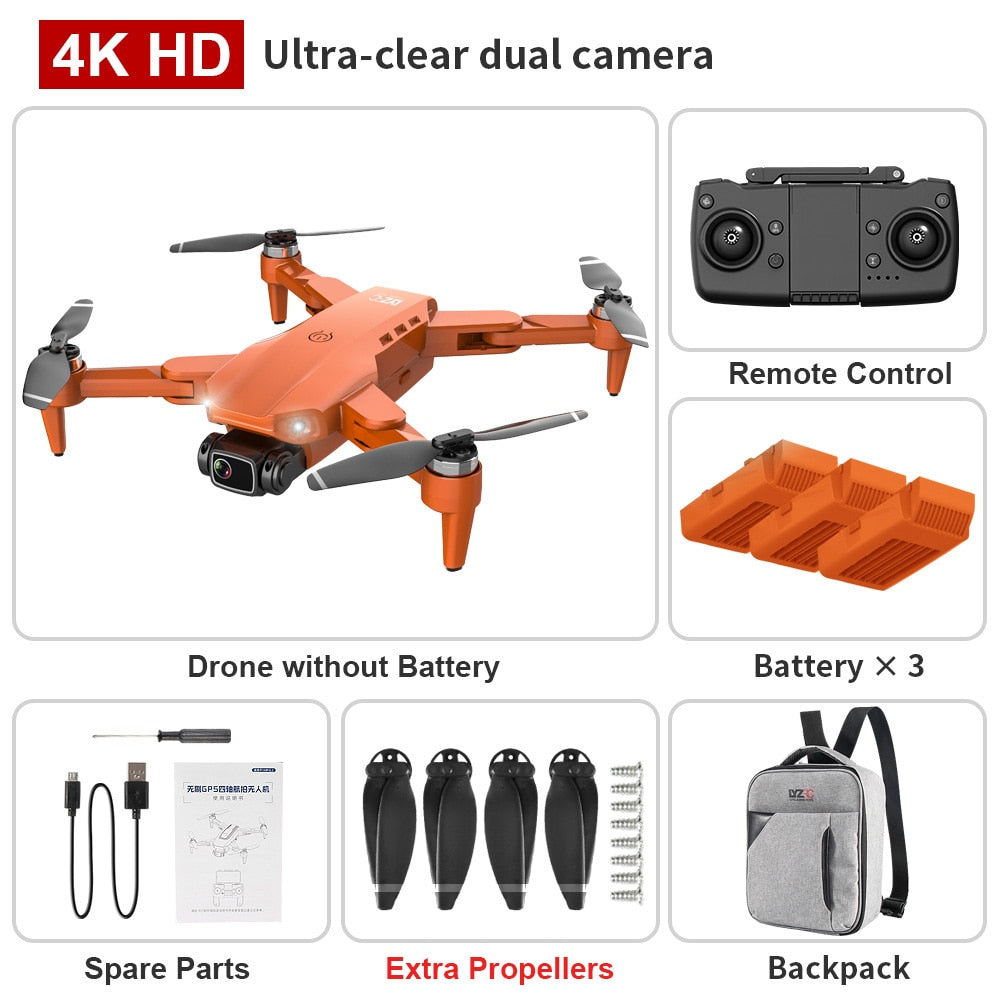 L900 PRO GPS Drone 4K HD Professional Dual Camera Aerial Stabilization Brushless Motor Foldable Quadcopter Helicopter RC 1200M CAMERA DRONE DailyAlertDeals 4K-Orang-Backpack-3B Poland
