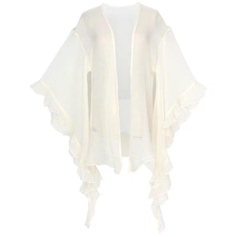 Elegant Chiffon Print Dress Women Retro Sexy Sweet Fit Chic Spaghetti Strap Lace-up Corset Dress Holiday Beach Summer Dress 2022 0 DailyAlertDeals White Cardigan S(40KG-50KG)