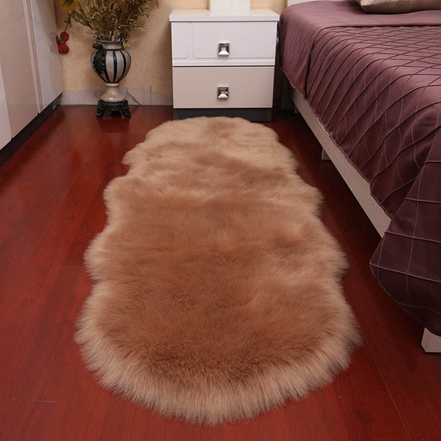 2023 New Plush Soft Sheepskin Bedroom Carpet Imitation Wool Pad Long Hair Bedside Mat Sofa Cushion Rugs Living Room Fur Carpet Carpets & Rugs DailyAlertDeals PD1005 60x100cm China