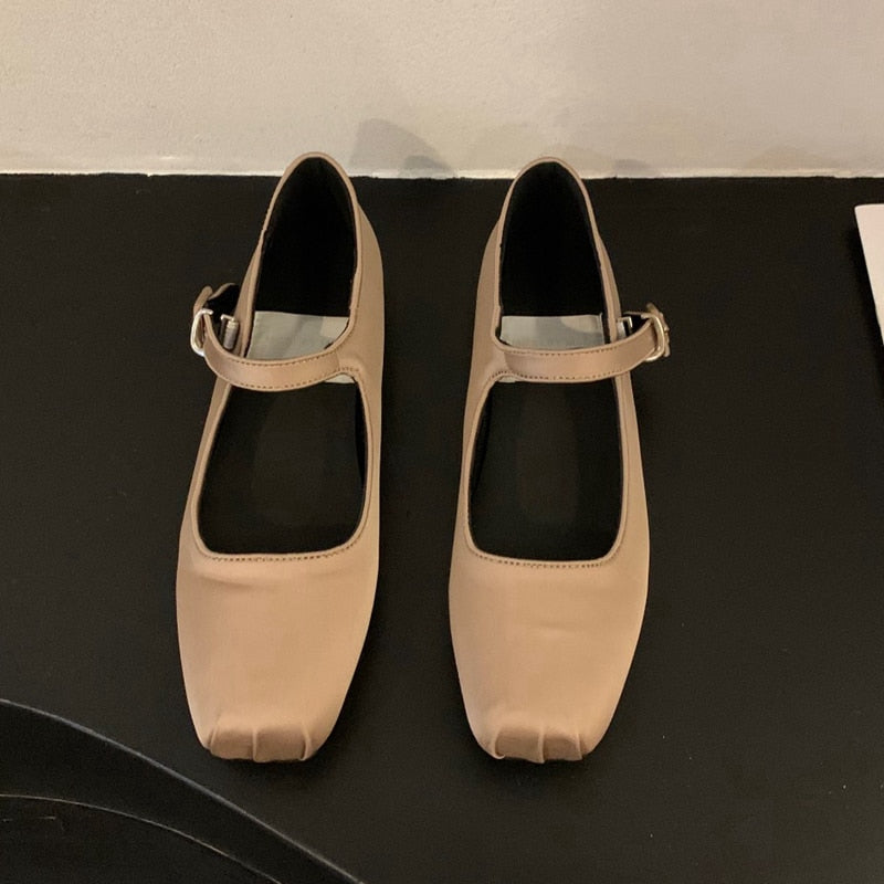 SUOJIALUN 2023 Spring New Women Flat Shoes Fashion Silk Square Toe Shallow Ladies Ballet Shoes Soft Casual Flat Mary Jane Shoes 0 DailyAlertDeals apricot 35