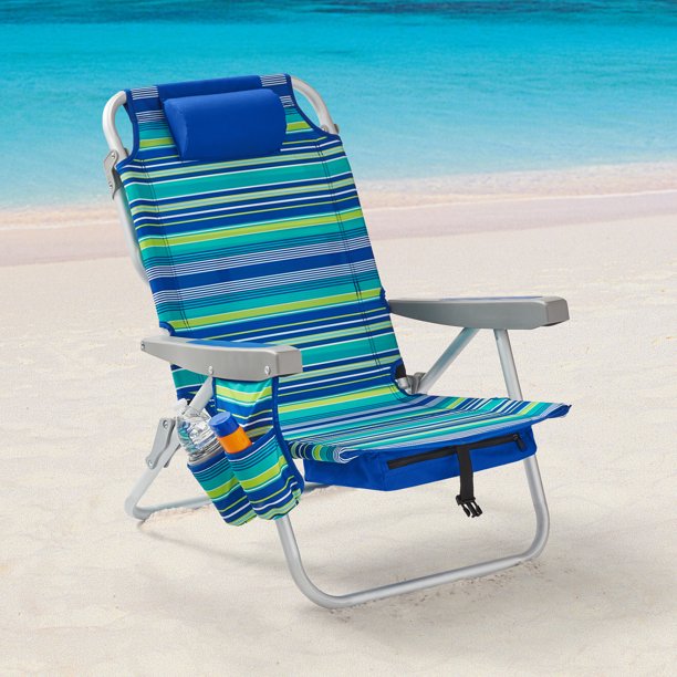 Mainstays 2PCS Folding Event Lay-Flat Backpack Chair Outdoor Portable Reclining Beach Chair Outdoor Chairs DailyAlertDeals United States 1PCS