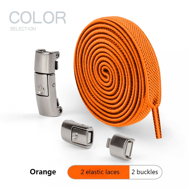 2022 No Tie Shoe laces Press Lock Shoelaces without ties Elastic Laces Sneaker Kids Adult 8MM Widened Flat Shoelace for Shoes 0 DailyAlertDeals Orange China