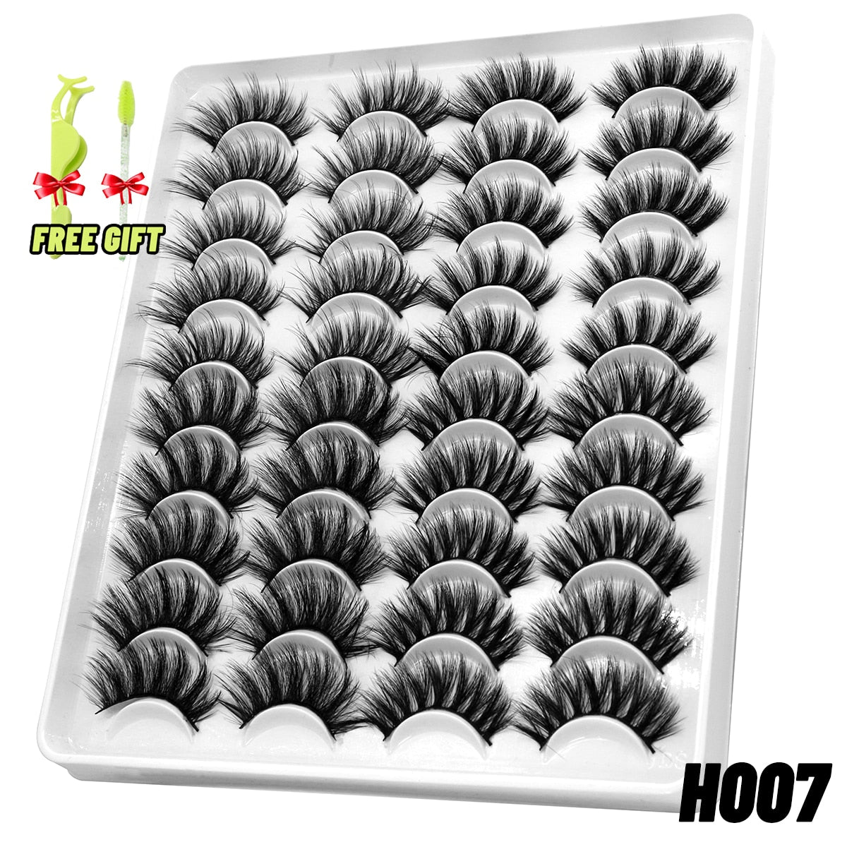 GROINNEYA Eyelashes 3D Mink Lashes Fluffy Soft Wispy Natural Cross Eyelash Extension Reusable Lashes Mink False Eyelashes Makeup 0 DailyAlertDeals 20pairs-H007 France