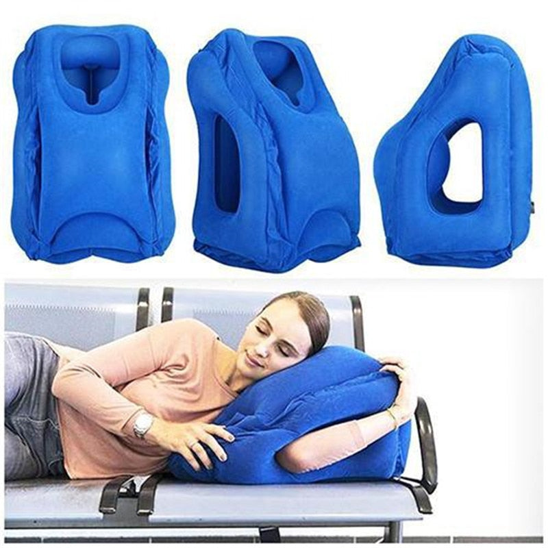Inflatable Air Cushion Travel Pillow Headrest Chin Support Cushions for Airplane Plane Office Rest Neck Nap Pillows Travel Pillows DailyAlertDeals