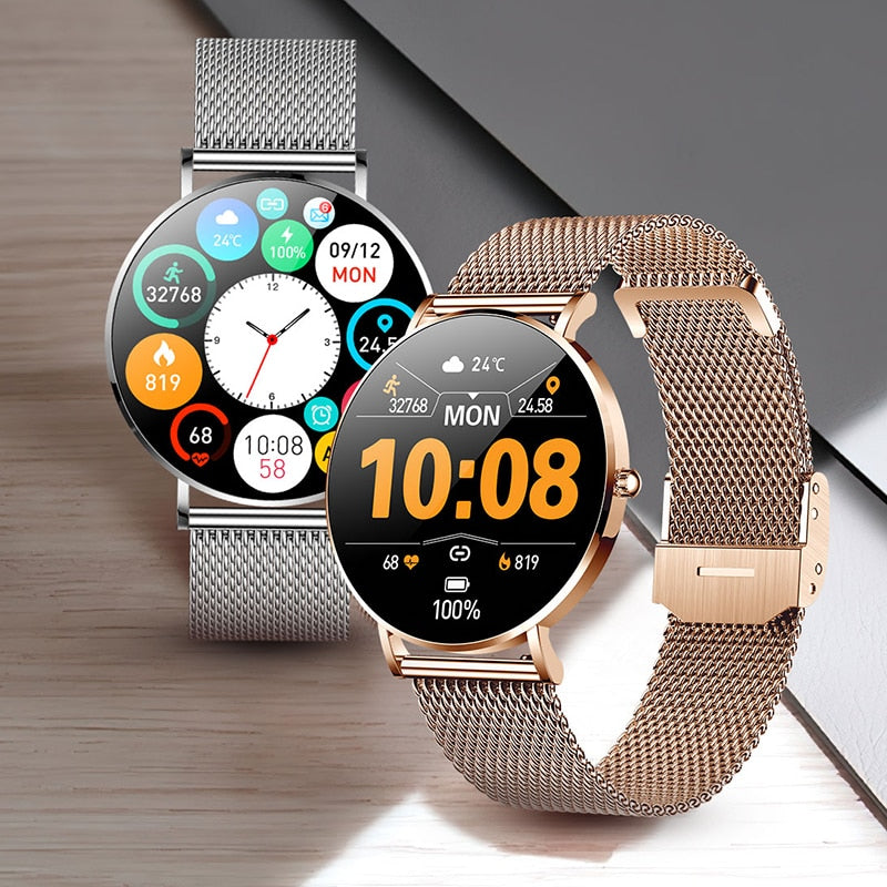Ultra Thin Smart Watch Women 1.36 AMOLED 360*360 HD Pixel Display Always Show Time Call Reminder Smartwatch Ladies+Box ultra thin smart watch DailyAlertDeals