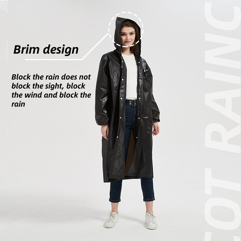 1PCS High Quality EVA Unisex Raincoat Thickened Waterproof Rain Coat Women Men Black Camping Waterproof Rainwear Suit Rain Suits DailyAlertDeals