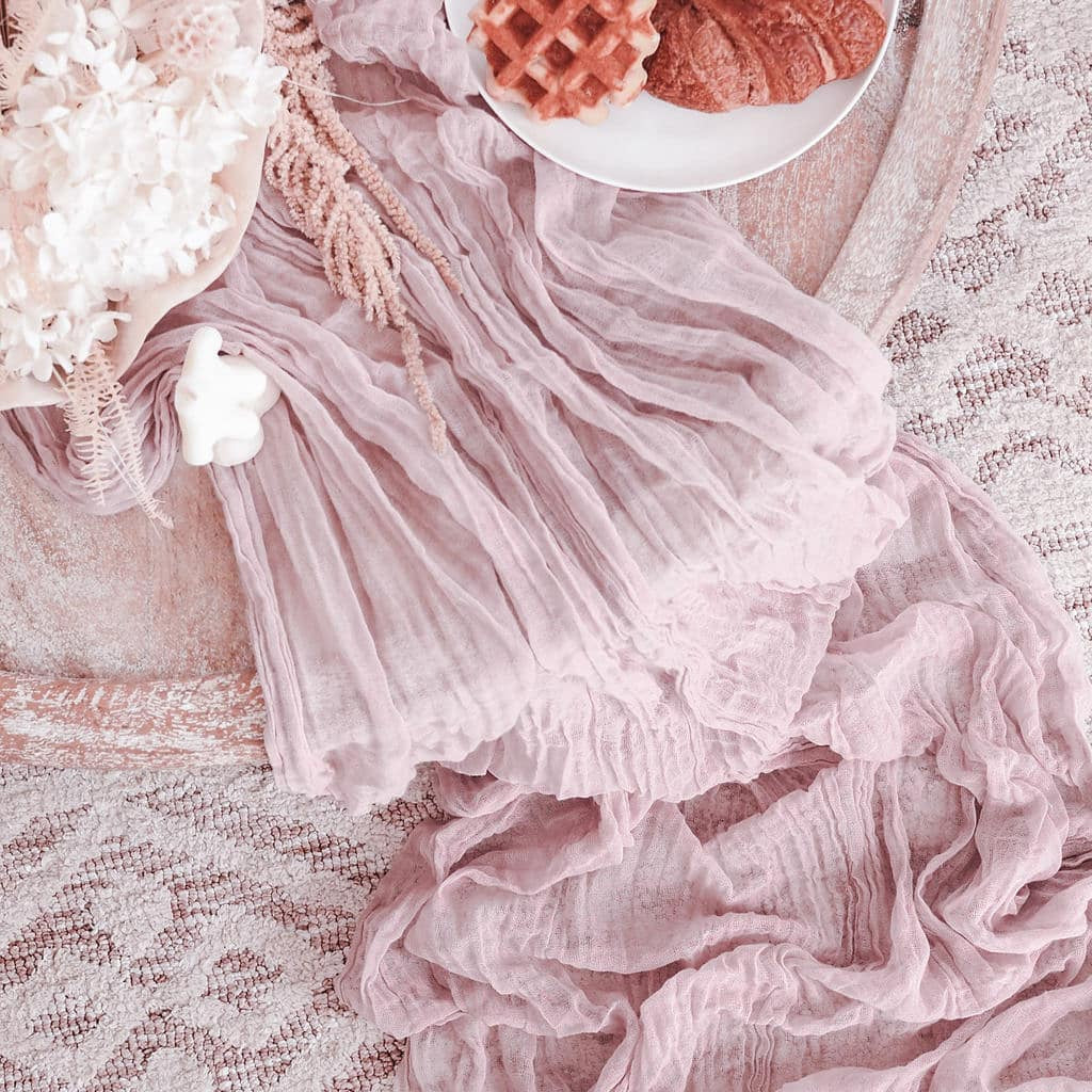 Wedding Gauze Table Runner Semi-Sheer Vintage Cheesecloth Table Setting Dining Party Christmas Banquets Arches Cake Decor Table Runners DailyAlertDeals 90X180cm Pink purple