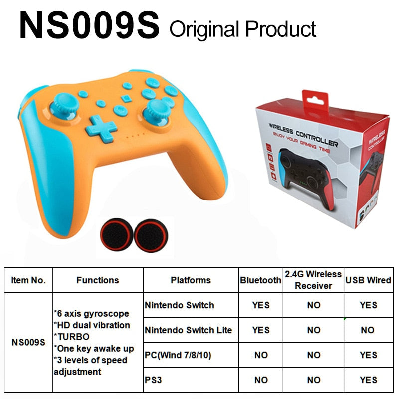 Original Wireless Controller Bluetooth For Nintendo Switch Pro PC PS3 Joystick Gamepad NFC Professional Lag-Free Gamepad BT Wireless Game Controller for Switch Pro DailyAlertDeals orange blue BOX China 1 PCS