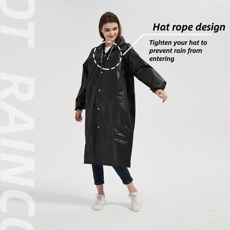 1PCS High Quality EVA Unisex Raincoat Thickened Waterproof Rain Coat Women Men Black Camping Waterproof Rainwear Suit Rain Suits DailyAlertDeals