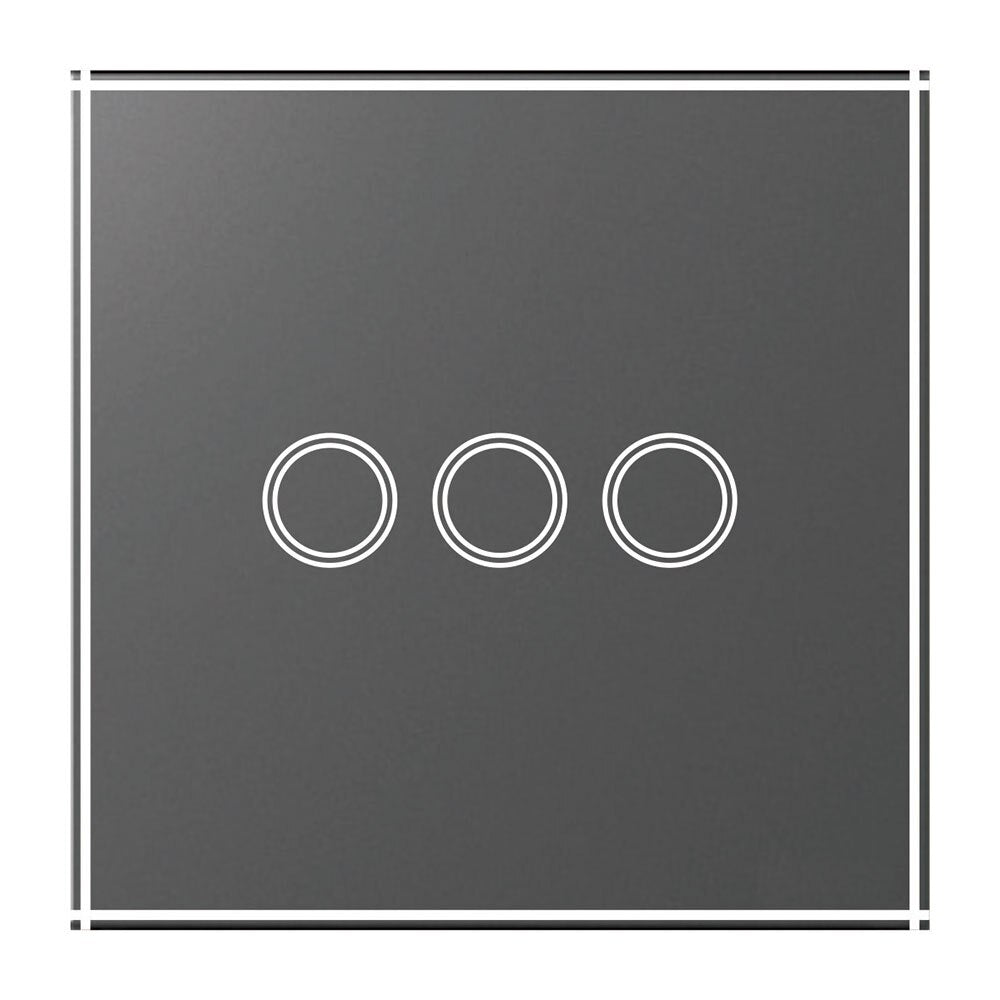 MiniTiger EU Touch Switch LED Crystal Glass Panel Wall Lamp Light Switch 1/2/3 Gang AC100-240V LED Sensor Switches Interruttore LED Touch Switch DailyAlertDeals Grey Touch 1-Gang 2 EU Standard
