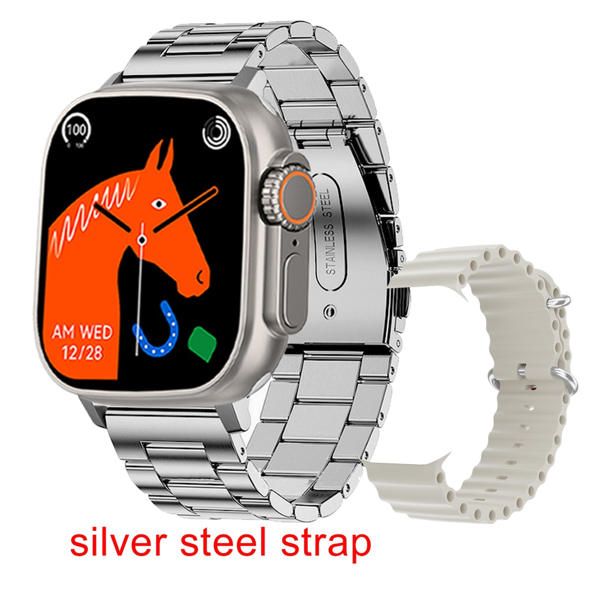 2023 New Smart Watch Body Temperature Ultra Series 8 NFC Smartwatch Wireless Charging Bluetooth Call Men Women Watch for Apple Smart watch DailyAlertDeals silver steel