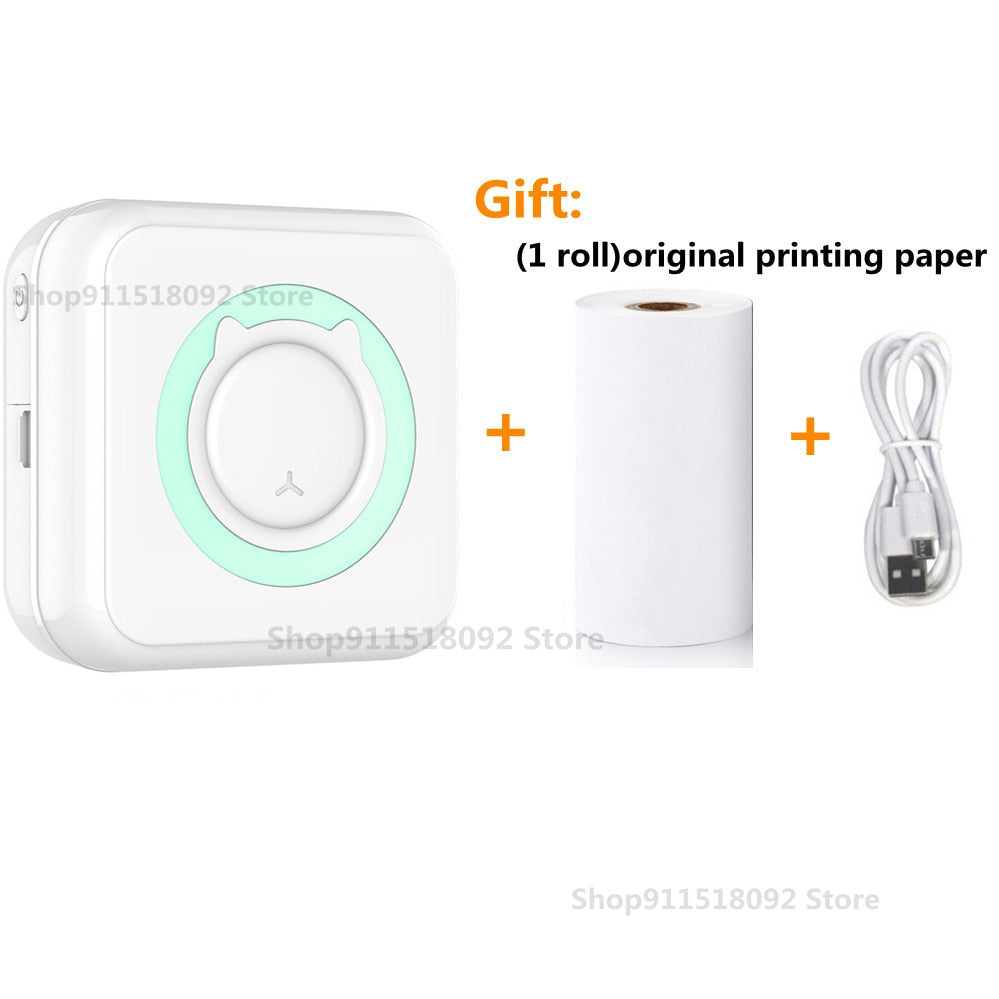Cat Shape Mini Portable Label Printer Thermal Printing Wireless Impresoras Paper Photo Inkless Printers Sticker Android IOS 57mm Mini printer DailyAlertDeals B-Blue China