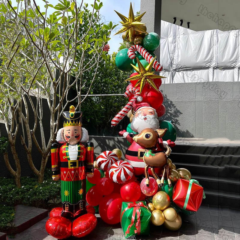 Christmas Balloon Arch Green Gold Red Box Candy Balloons Garland Cone Explosion Star Foil Balloons New Year Christma Party Decor Christmas Balloons DailyAlertDeals