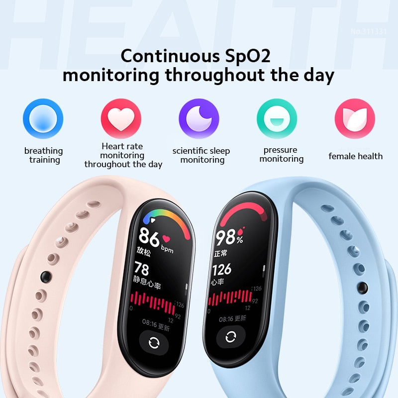 Xiaomi Mi Band 7 Smart Bracelet Fitness Tracker and Activity Monitor Smart Band 6 Color AMOLED Screen Bluetooth Waterproof Fitness Tracker and Activity Monitor Accessories DailyAlertDeals
