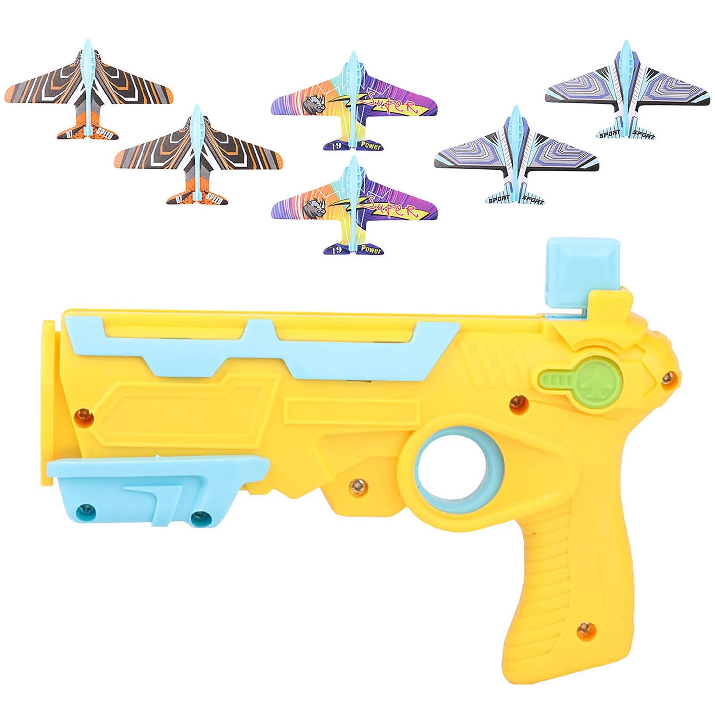 Airplane Launcher Toy Catapult Gun Toy With 6 Small Plane One-Click Ejection Shooting Gun Airplane Toys for Kids Boy Gift Airplane Launcher Bubble Catapult With 6 Small Plane Toy for children kids boy DailyAlertDeals China Yellow