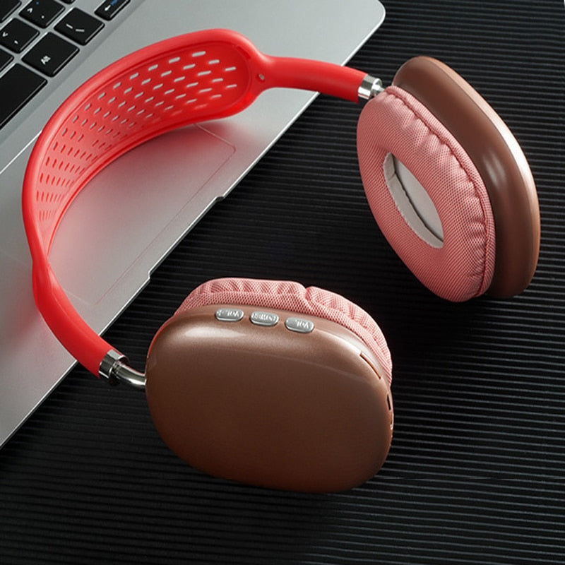 P9 Wireless Bluetooth Headphones With Mic Noise Cancelling Headsets Stereo Sound Earphones Sports Gaming Headphones Supports TF headphones DailyAlertDeals 1 red