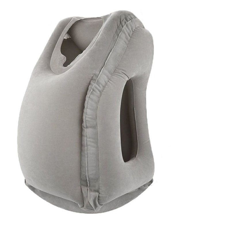 Inflatable Air Cushion Travel Pillow Headrest Chin Support Cushions for Airplane Plane Office Rest Neck Nap Pillows Travel Pillows DailyAlertDeals Grey