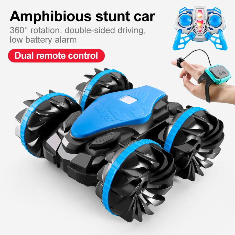 Newest High-tech Remote Control Car 2.4G Amphibious Stunt RC Car Double-sided Tumbling Driving Children Electric Toys for Boy Stunt RC Car Double-sided Tumbling Driving Children Electric Toys for Boy DailyAlertDeals B600 Dual RC Blue Y USA