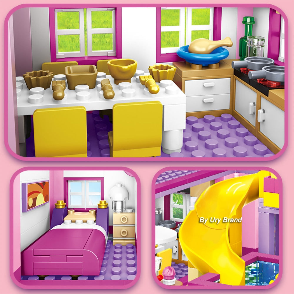 Friends City House Summer Holiday Villa Castle Building Blocks Sets Figures Swimming Pool DIY Toys for Kids Girls Christmas Gift Villa Castle Building Blocks Sets Figures toy for children DailyAlertDeals