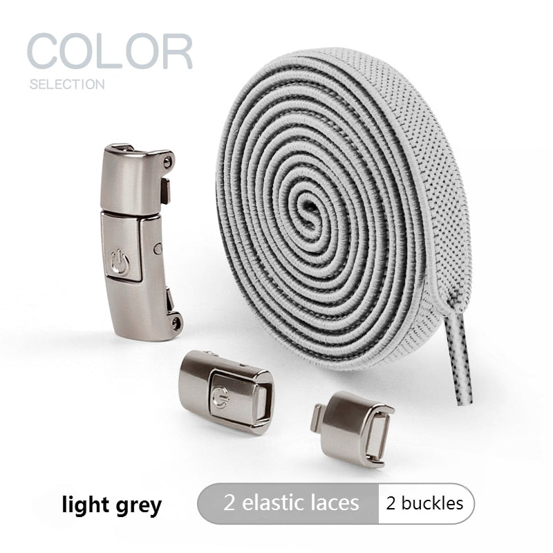 2022 No Tie Shoe laces Press Lock Shoelaces without ties Elastic Laces Sneaker Kids Adult 8MM Widened Flat Shoelace for Shoes 0 DailyAlertDeals Light grey China