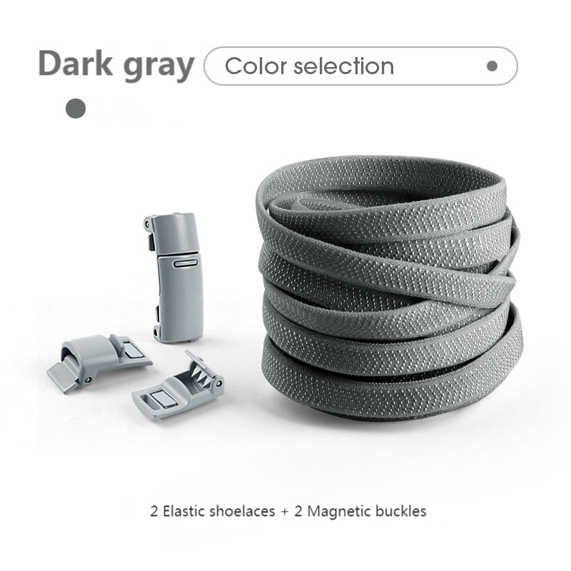 Colorful Magnetic Lock Shoelaces without ties Elastic Laces Sneakers No Tie Shoe laces Kids Adult Flat Shoelace Rubber Bands 0 DailyAlertDeals Dark Grey China