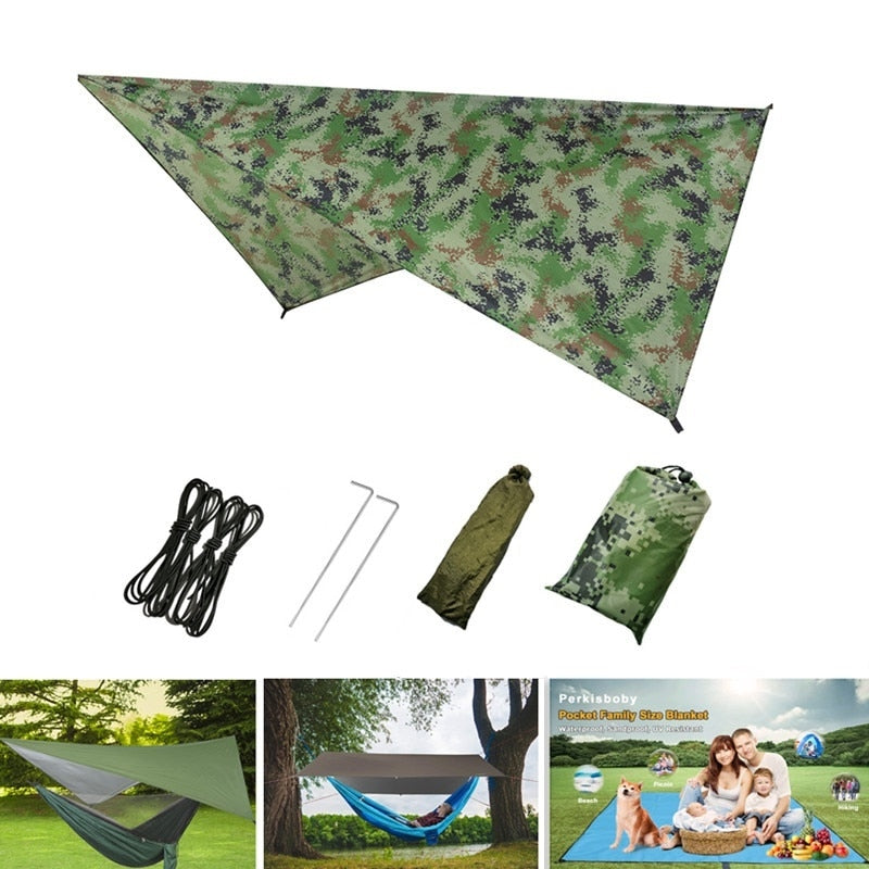 Lightweight Portable Camping Hammock and Tent Awning Rain Fly Tarp Waterproof Mosquito Net Hammock Canopy 210T Nylon Hammocks Camping Hammock and Tent DailyAlertDeals