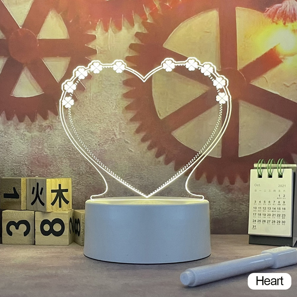 Note Board Creative Led Night Light USB Message Board Holiday Light With Pen Gift For Children Girlfriend Decoration Night Lamp DIY Note Board Creative LED Night Light DailyAlertDeals Heart