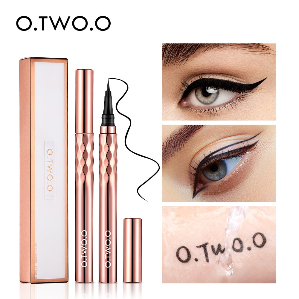 O.TWO.O Eyeliner Pencil Liquid Eye Liner Waterproof Smudge Proof Quick Drying 12 Hour Wear Ultra Fine Black Eyeliner for Arrows 0 DailyAlertDeals