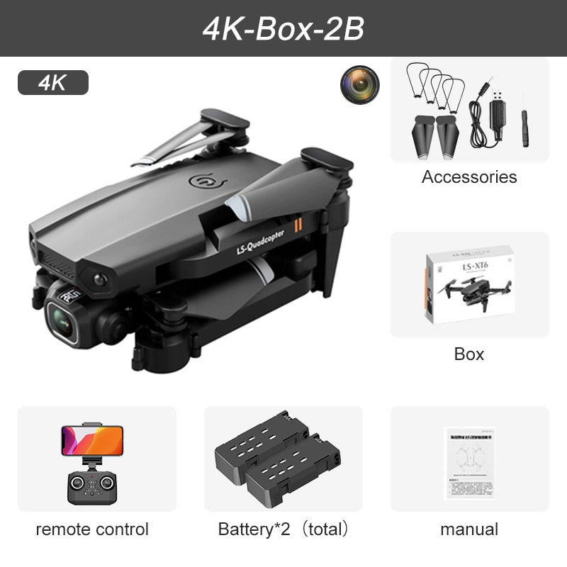 XT6 Mini Drone 4K 1080P HD Camera WiFi Fpv Air Pressure Altitude Hold Foldable Quadcopter RC Dron Kid Toy Boys GIfts Mini Drone 4K 1080P HD Camera DailyAlertDeals 4K Box 2B USA