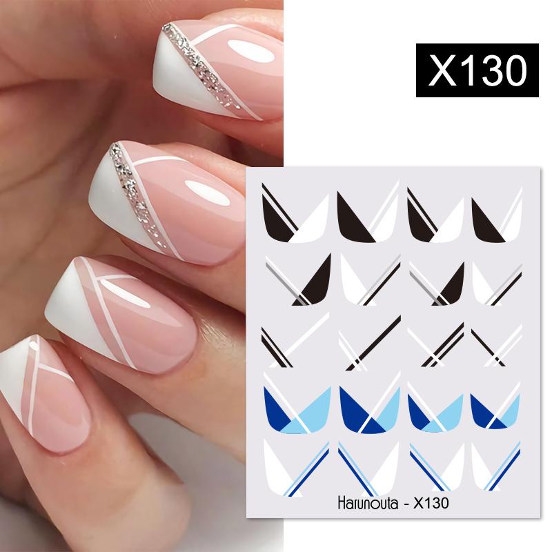 Harunouta Silver Black Geometric Textured Lines Stripe 3D Nail Sticker Flower Leaves Self Adhesive Transfer Sliders Paper 0 DailyAlertDeals X130