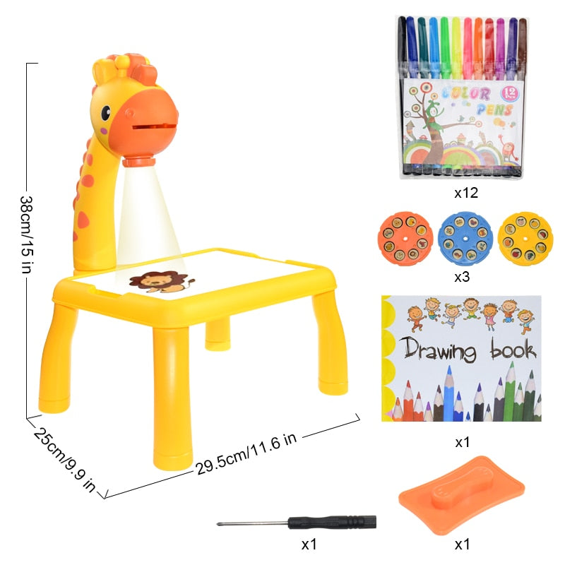 Children Led Projector Art Drawing Table Toys Kids Painting Board Desk Arts Crafts Educational Learning Paint Tools Toy for Girl Kids Led Projector Drawing Table DailyAlertDeals China C Yellow with box