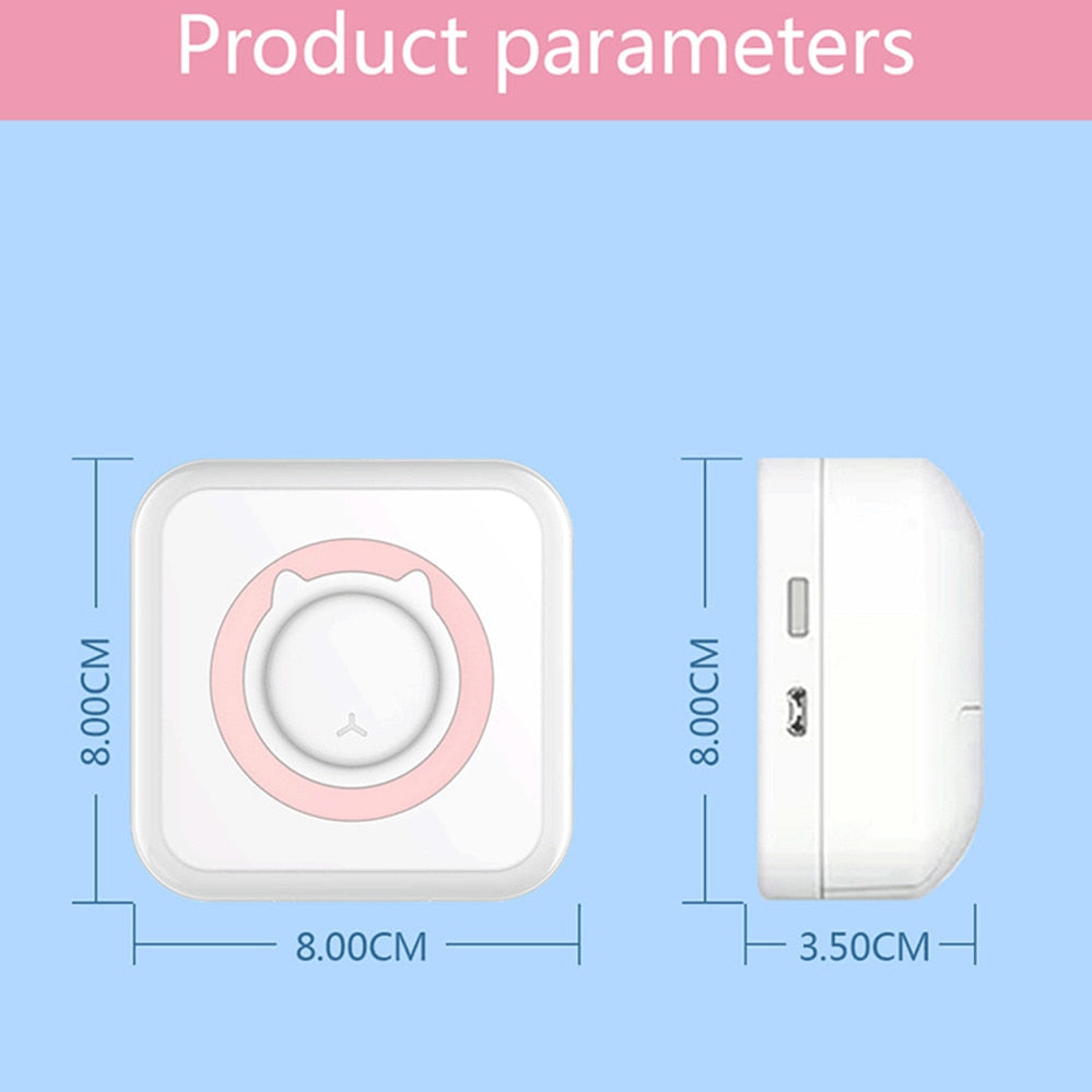 Cat Shape Mini Portable Label Printer Thermal Printing Wireless Impresoras Paper Photo Inkless Printers Sticker Android IOS 57mm Mini printer DailyAlertDeals