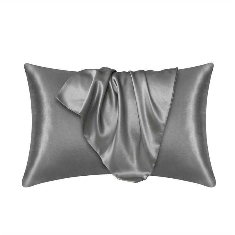 Pillowcase 100% Silk  Pillow Cover Silky Satin Hair Beauty Pillow case Comfortable Pillow Case Home Decor wholesale Pillowcases & Shams DailyAlertDeals dark grey 51cmx66cm 