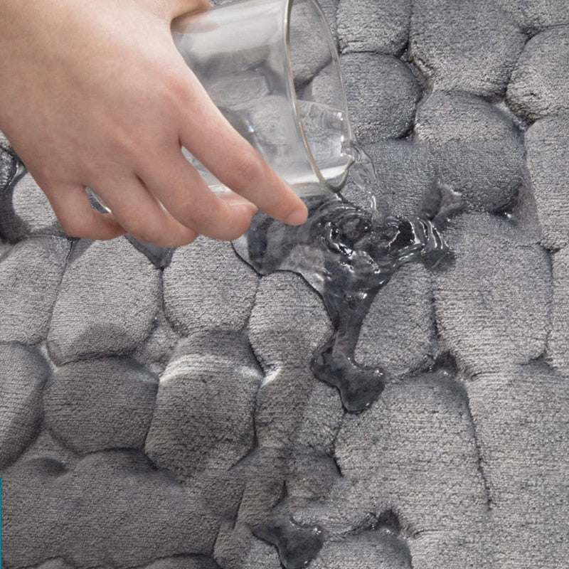 Cobblestone Embossed Bathroom Bath Mat Non-slip Carpets In Wash Basin Bathtub Side Floor Rug Shower Room Doormat Memory Foam Pad 0 DailyAlertDeals
