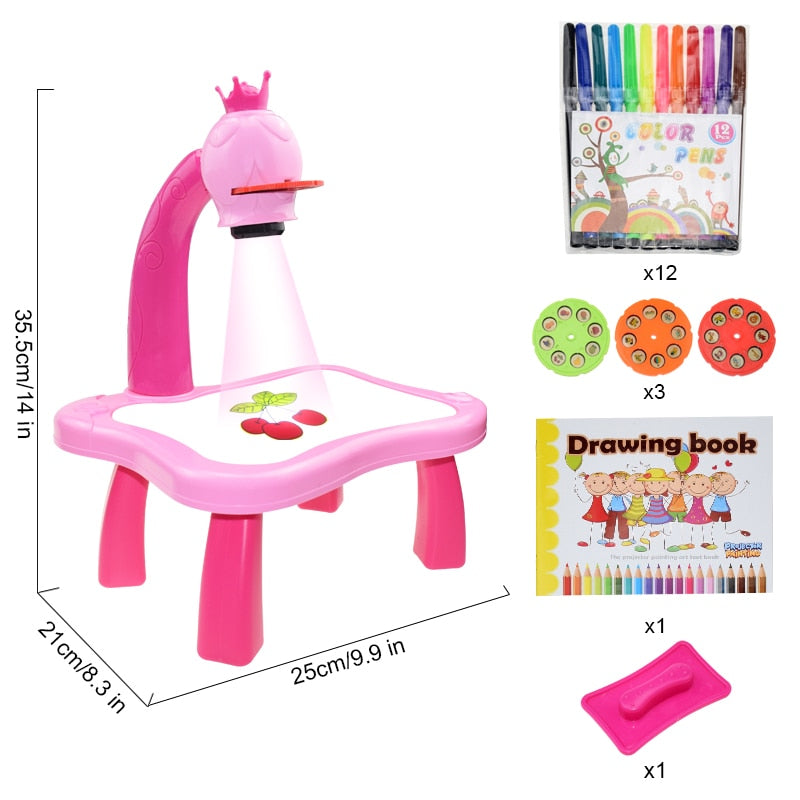 Children Led Projector Art Drawing Table Toys Kids Painting Board Desk Arts Crafts Educational Learning Paint Tools Toy for Girl Kids Led Projector Drawing Table DailyAlertDeals China A Pink with box