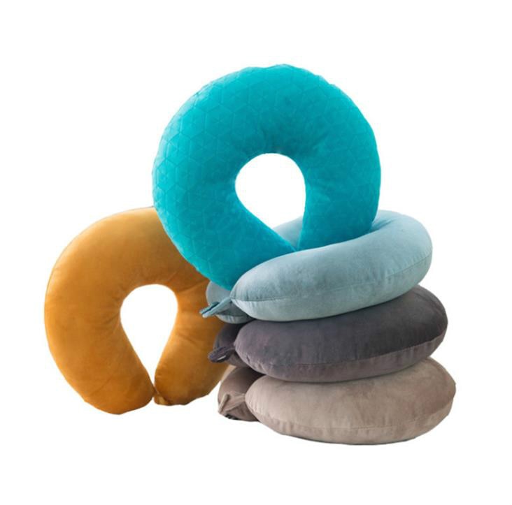 U Shaped Memory Foam Neck Pillows Soft Travel Pillow Massage Neck Pillow Sleeping Airplane Pillow Cervical Healthcare Bedding Pillows DailyAlertDeals 1pcs color random
