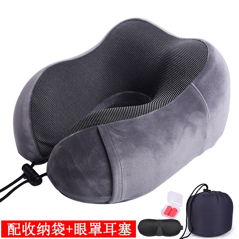 U Shaped Memory Foam Neck Pillows Soft Travel Pillow Massage Neck Pillow Sleeping Airplane Pillow Cervical Healthcare Bedding Pillows DailyAlertDeals Gray suit