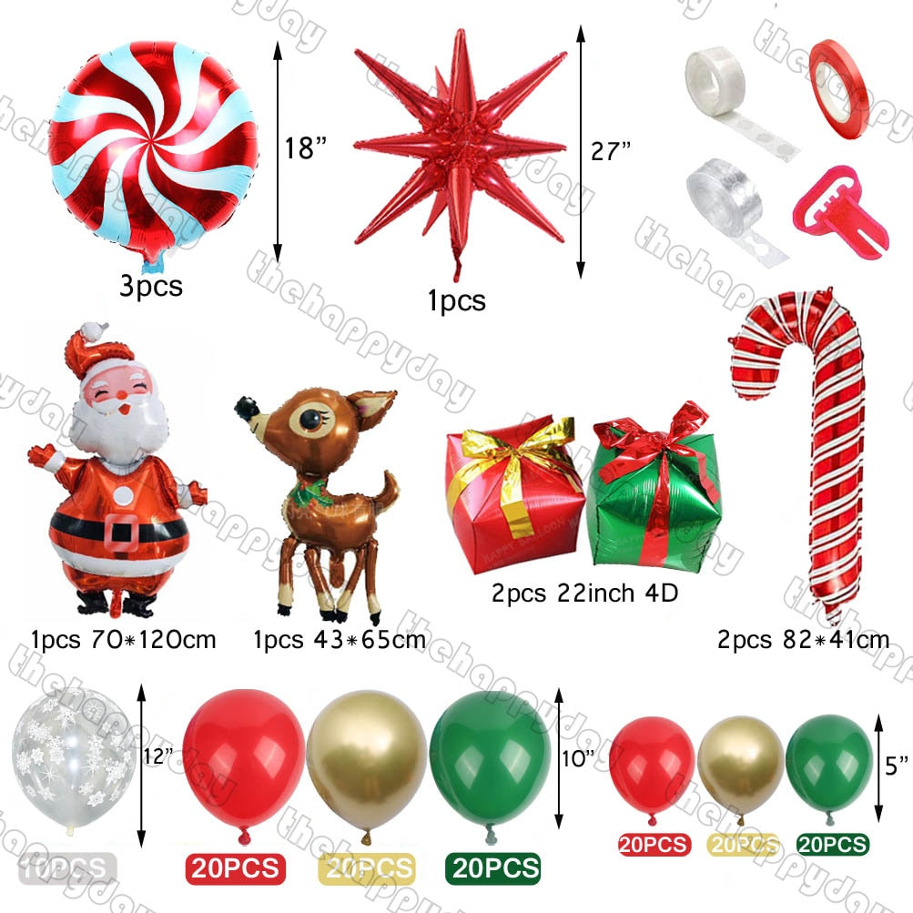 Christmas Balloon Arch Green Gold Red Box Candy Balloons Garland Cone Explosion Star Foil Balloons New Year Christma Party Decor Christmas Balloons DailyAlertDeals