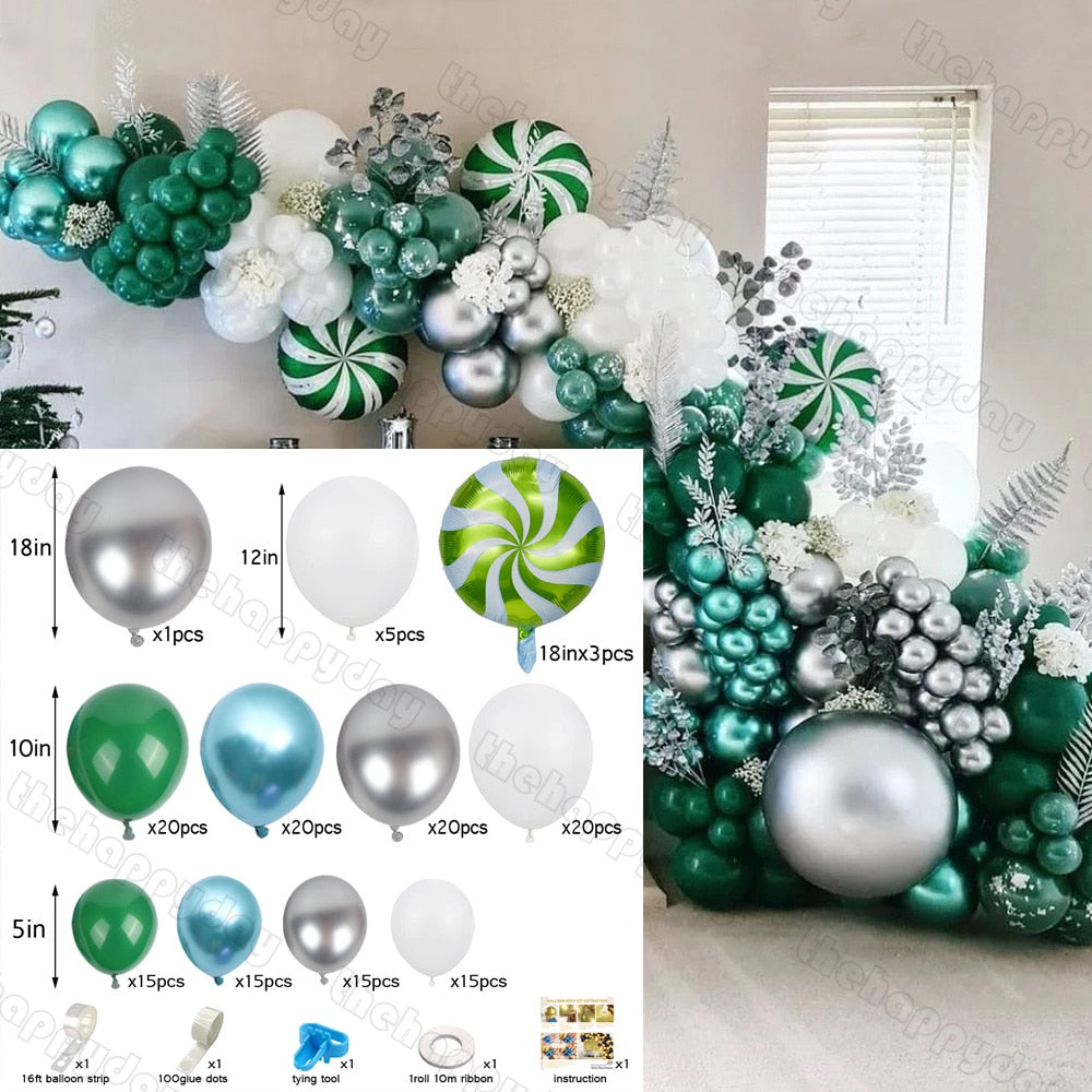 Christmas Balloon Arch Green Gold Red Box Candy Balloons Garland Cone Explosion Star Foil Balloons New Year Christma Party Decor Christmas Balloons DailyAlertDeals Y 145pcs Christmas Other