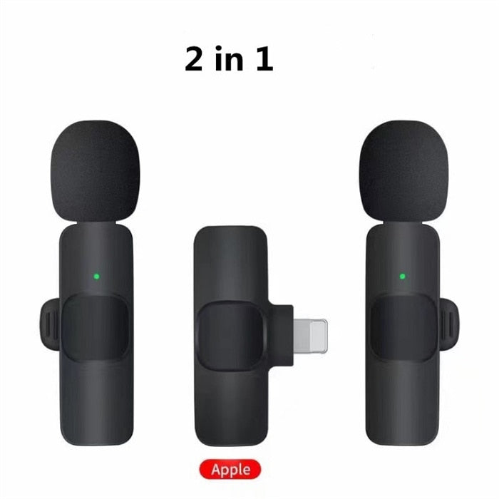 Wireless Lavalier Microphones & Systems Portable Audio Video Recording Mini Mic For iPhone Android Facebook Youtube Live Broadcast Gaming wiresless mircophone DailyAlertDeals Lightning 2 in 1