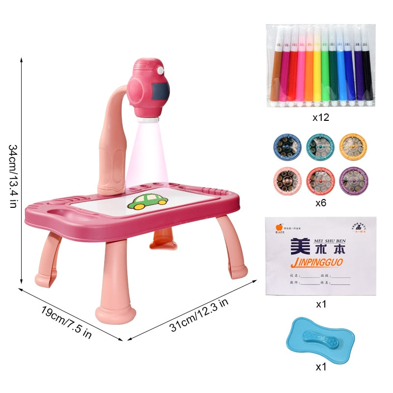 Children Led Projector Art Drawing Table Toys Kids Painting Board Desk Arts Crafts Educational Learning Paint Tools Toy for Girl Kids Led Projector Drawing Table DailyAlertDeals China E Pink with box