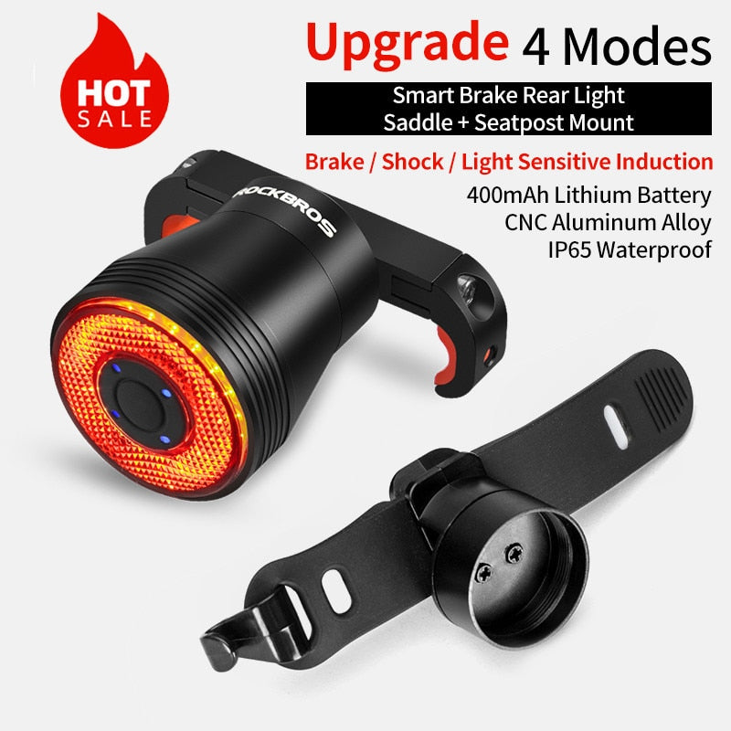 ROCKBROS Bicycle Smart Auto Brake Sensing Light IPx6 Waterproof LED Charging Cycling Taillight Bike Rear Light Accessories Q5 0 DailyAlertDeals TL907Q50 China