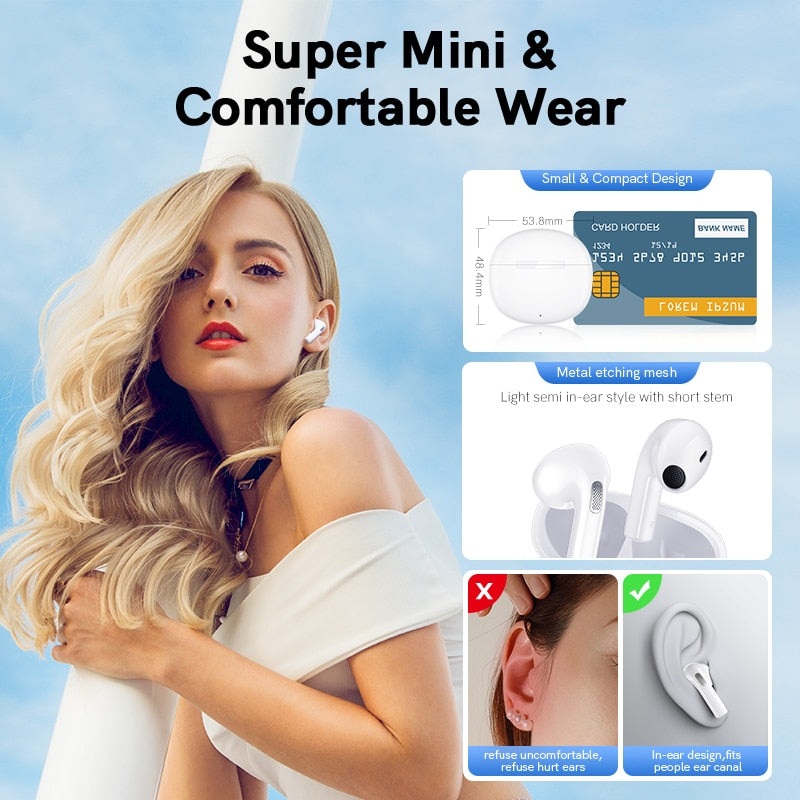 TWS Wireless Earphones Bluetooth 5.3 Earbuds 68ms Low Latency 13mm Driver HIFI Headphones 4 Mics+ENC HD Call Headsets TWS Wireless Earphones DailyAlertDeals
