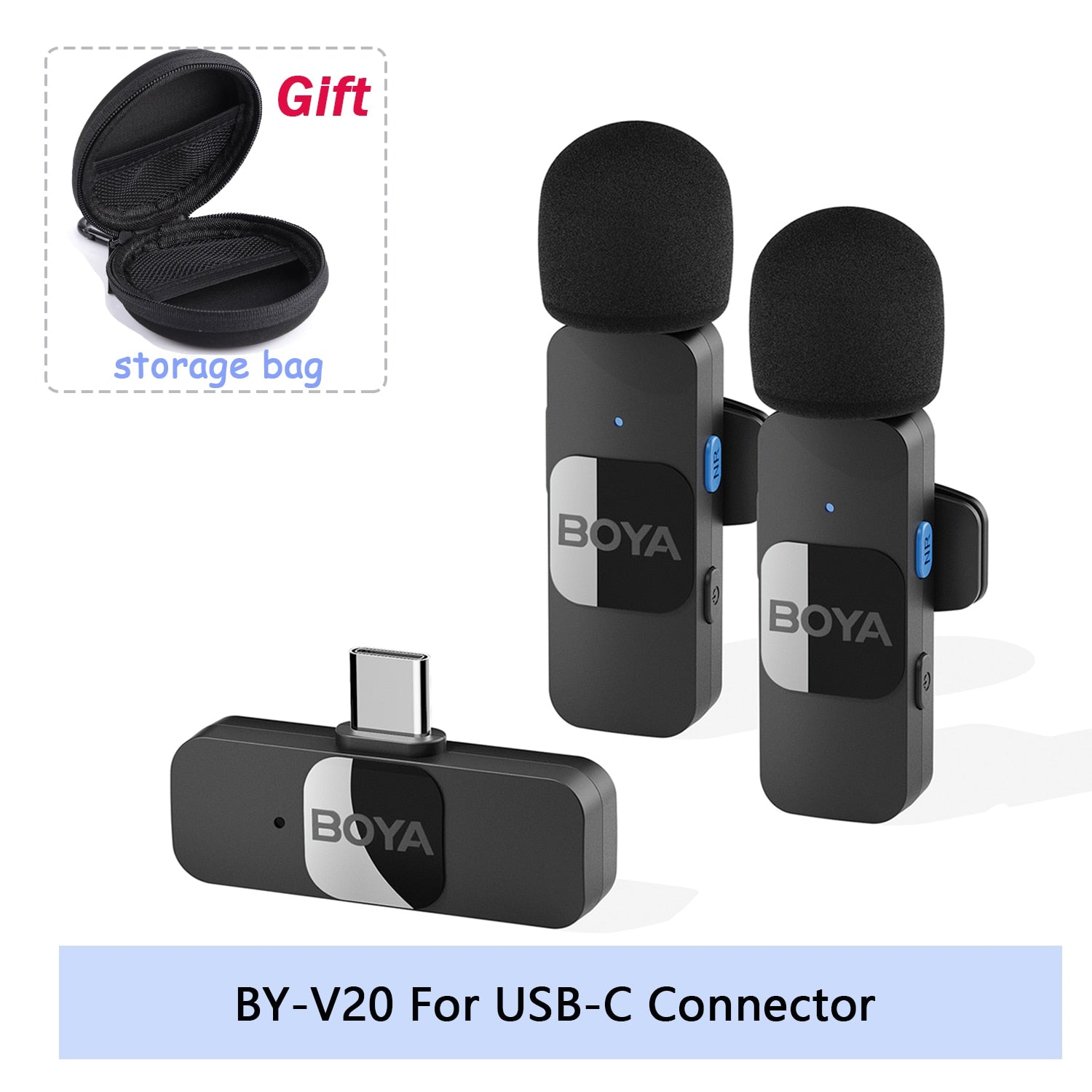 BOYA BY-V Professional Wireless Lavalier Mini Microphone for iPhone iPad Android Live Broadcast Gaming Recording Interview Vlog microphone for recording DailyAlertDeals BY-V20.---type-c-g