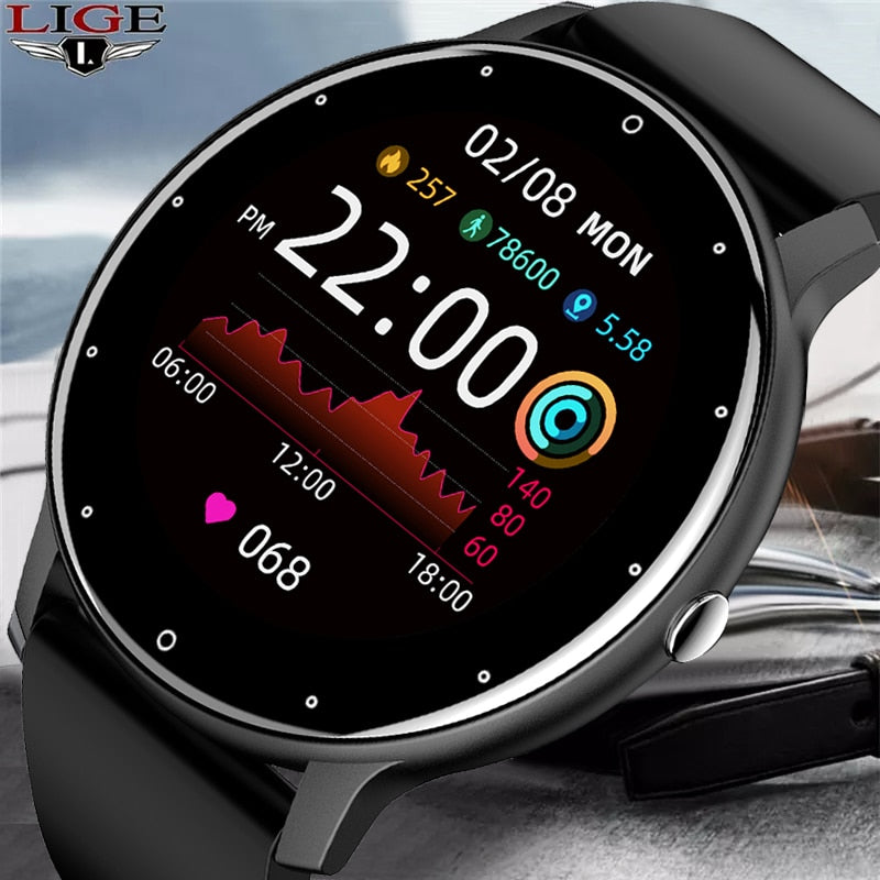 LIGE 2022 New Smart Watch Men Full Touch Screen Sport Fitness Watch IP67 Waterproof Bluetooth For Android ios smartwatch Men+box 0 DailyAlertDeals