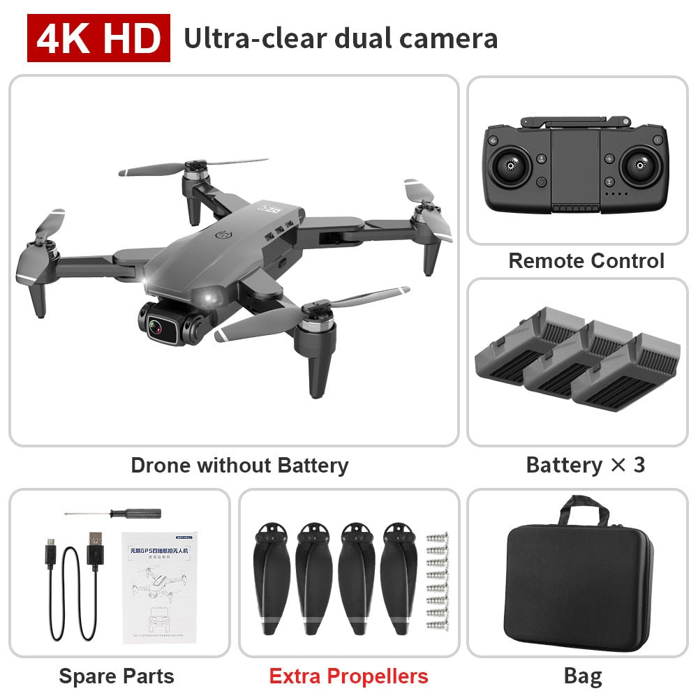 L900 PRO GPS Drone 4K HD Professional Dual Camera Aerial Stabilization Brushless Motor Foldable Quadcopter Helicopter RC 1200M CAMERA DRONE DailyAlertDeals 4K-Back-bag 3B Poland