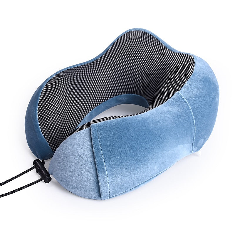 U Shaped Memory Foam Neck Pillows Soft Travel Pillow Massage Neck Pillow Sleeping Airplane Pillow Cervical Healthcare Bedding Pillows DailyAlertDeals Sky blue